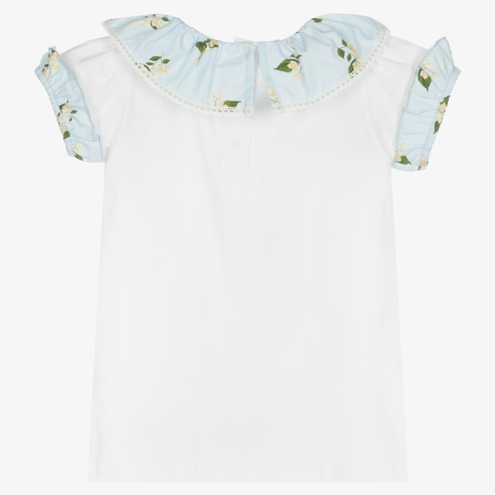 Phi Clothing-Girls White Ruffle T-Shirt | Childrensalon Outlet