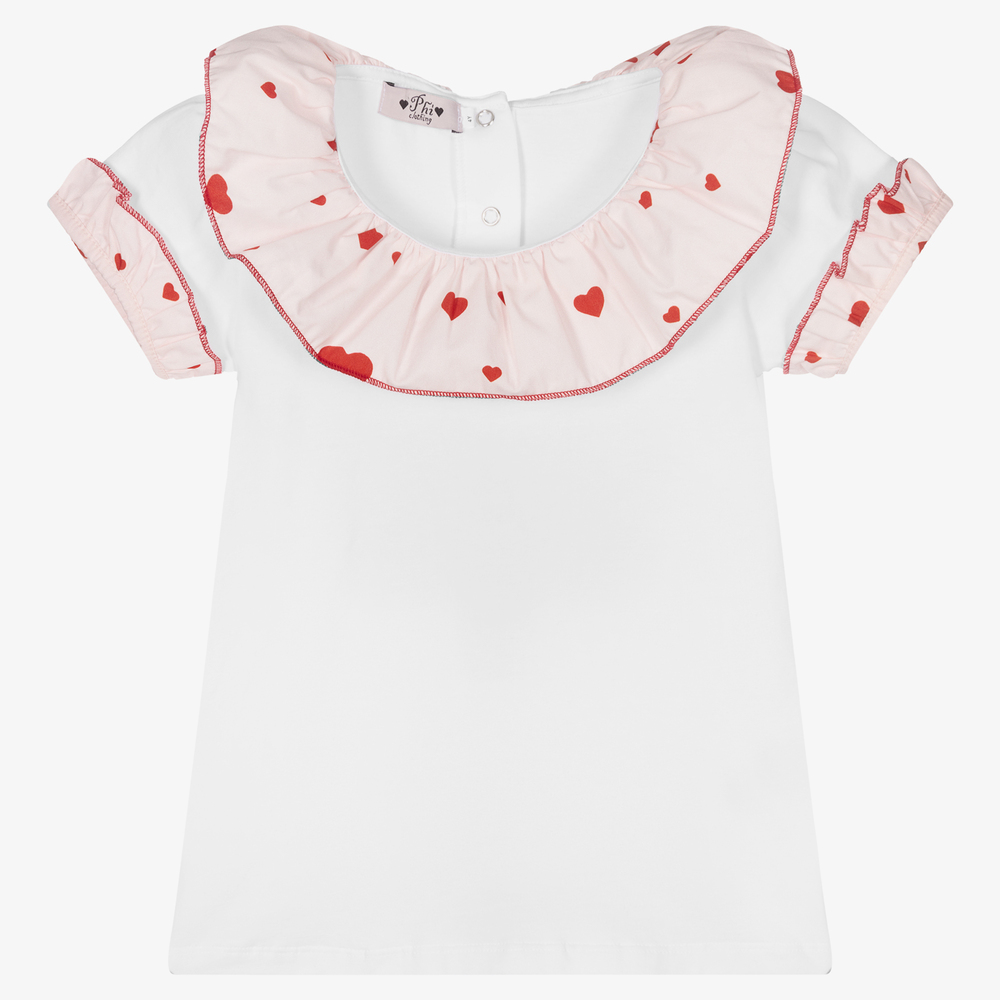 Phi Clothing - Girls White Ruffle T-Shirt | Childrensalon