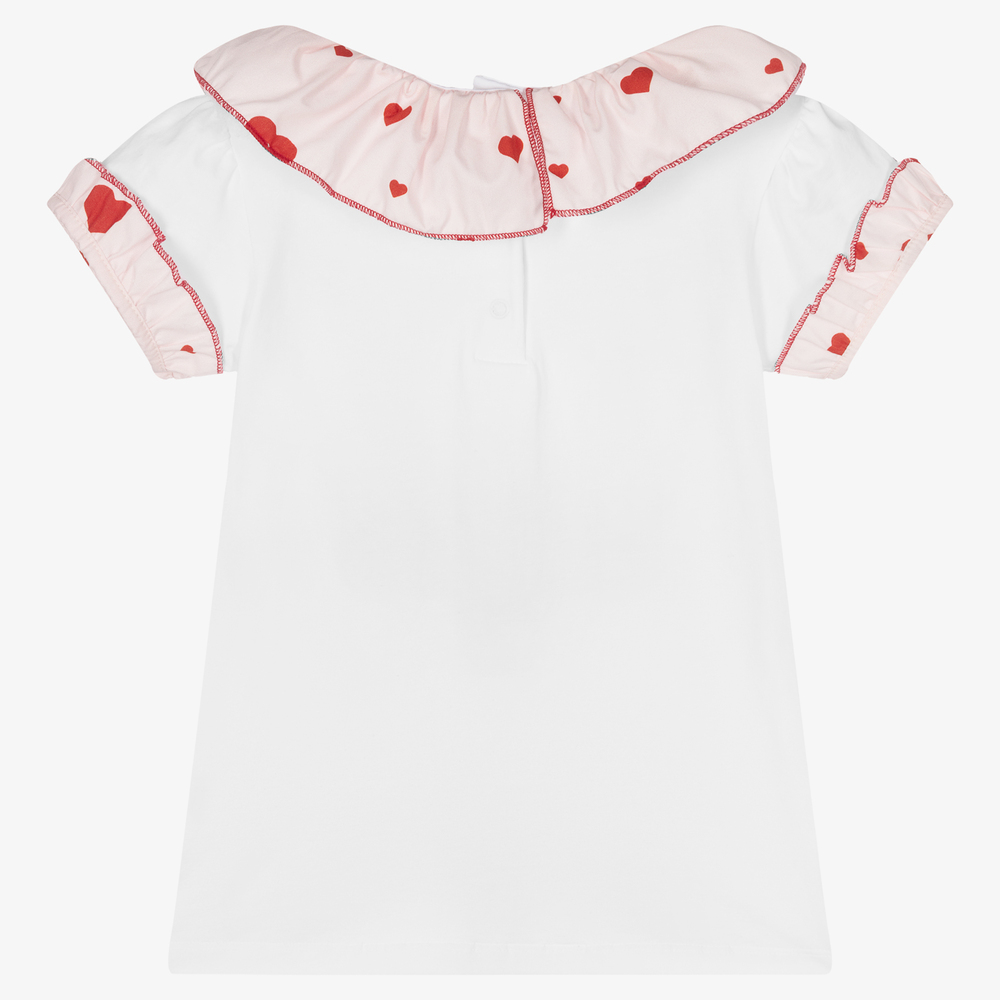 Phi Clothing-تيشيرت قطن جيرسي لون أبيض للبنات | Childrensalon Outlet