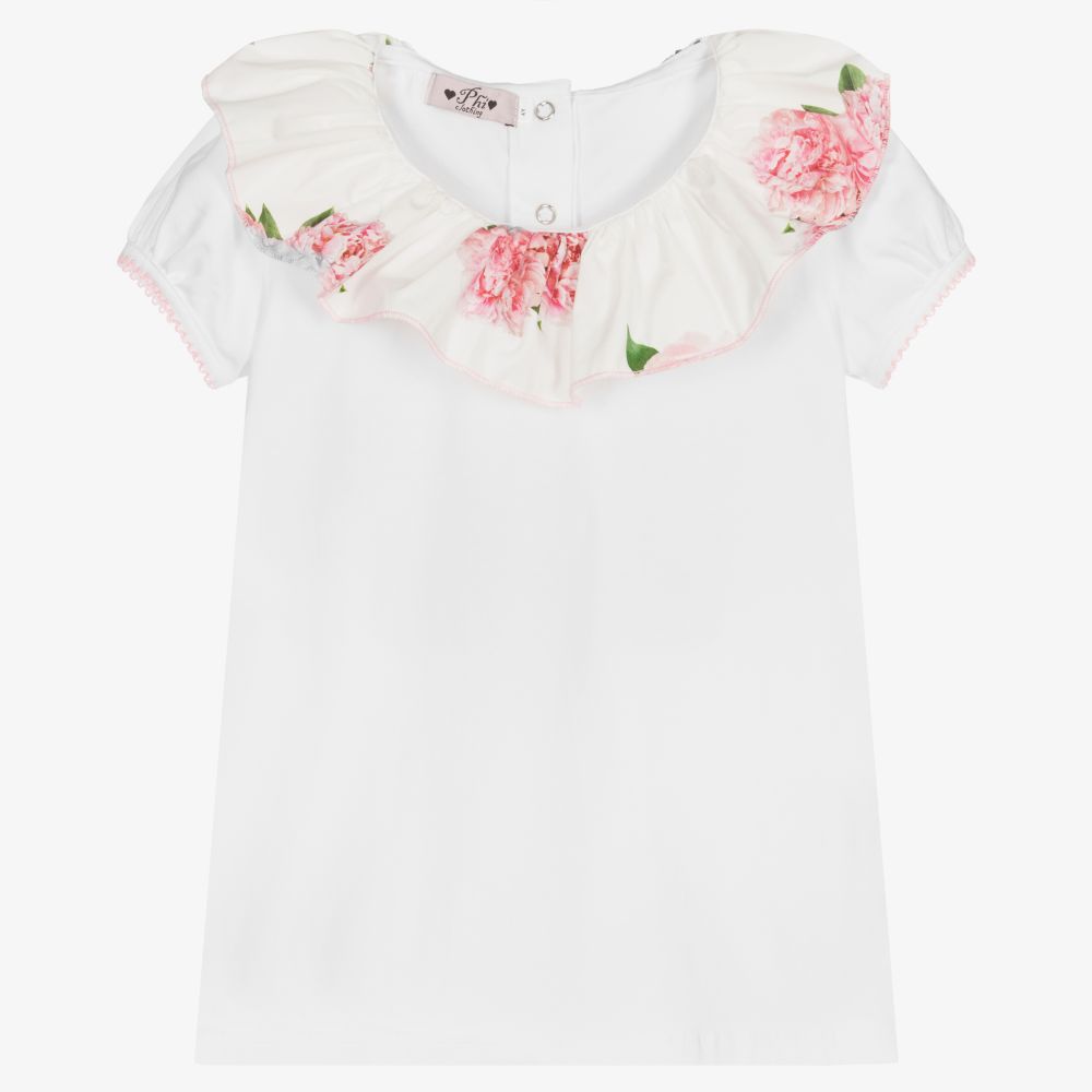 Phi Clothing - Weißes Rüschen-T-Shirt (M) | Childrensalon
