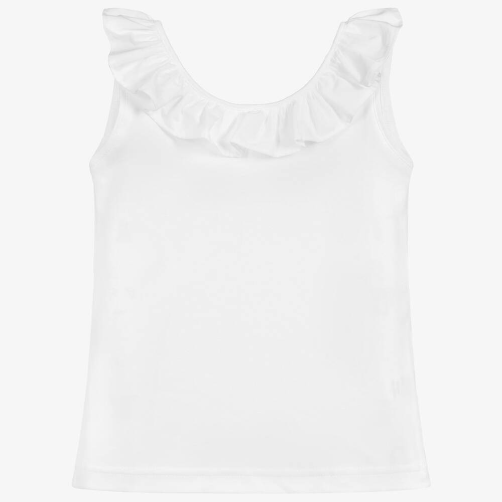 Phi Clothing-توب كشكش قطن لون أبيض للبنات | Childrensalon Outlet