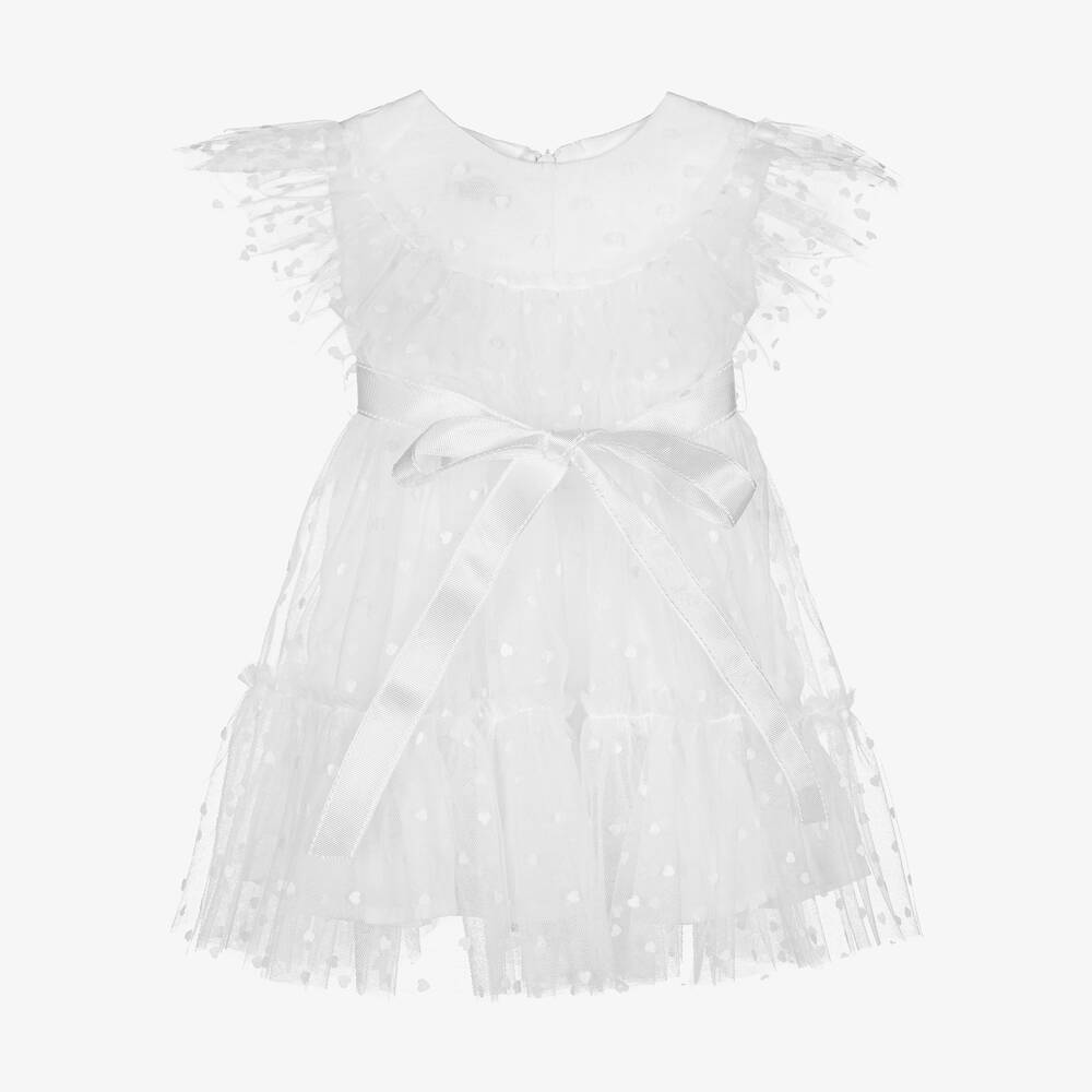 Phi Clothing-Girls White Tulle Ruffle Dress | Childrensalon Outlet