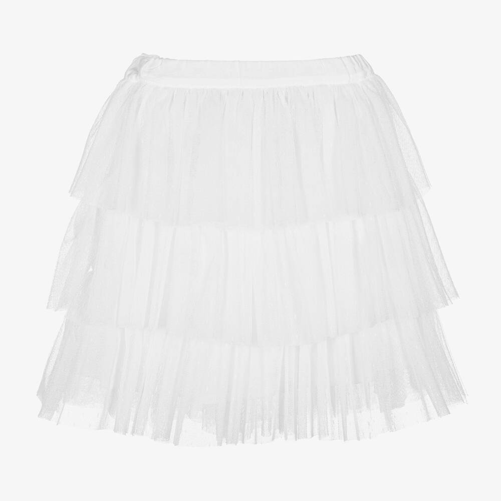 Phi Clothing - Girls White Tulle Tiered Skirt | Childrensalon