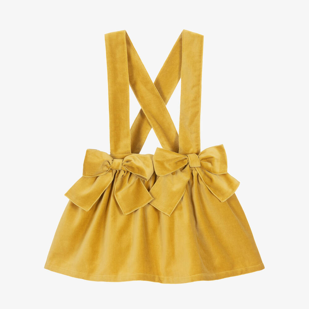 Phi Clothing - تنورة قطن مخمل لون أصفر موتارد | Childrensalon