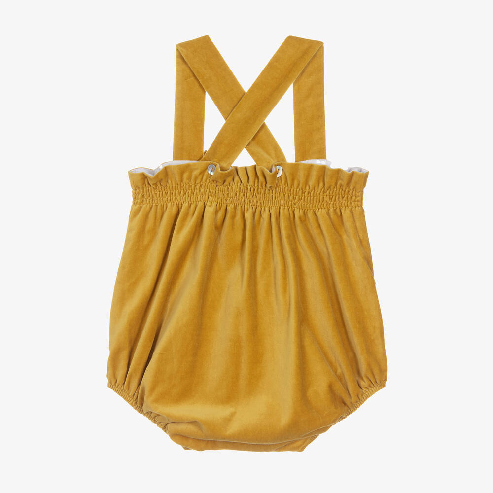 Phi Clothing-Желтый бархатный песочник для девочек | Childrensalon Outlet