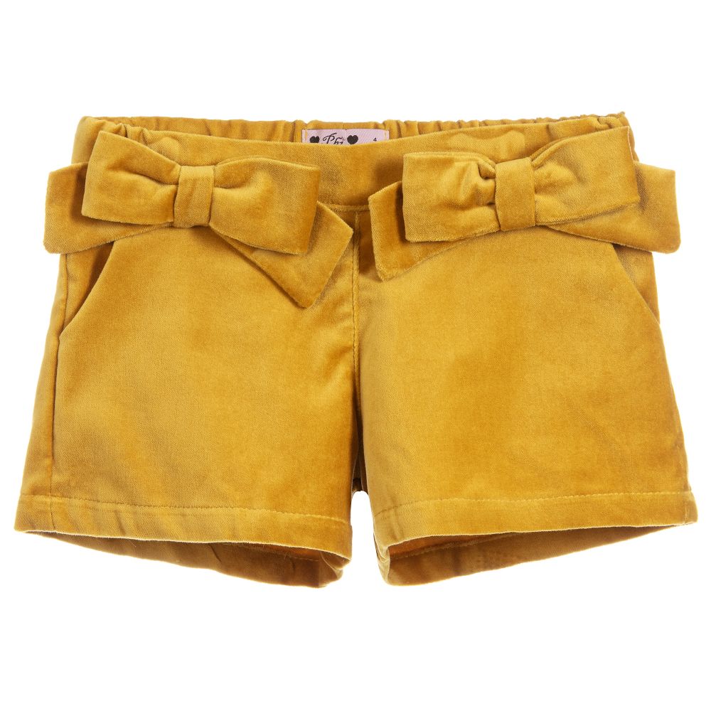 Phi Clothing - Gelbe Samtshorts für Mädchen | Childrensalon