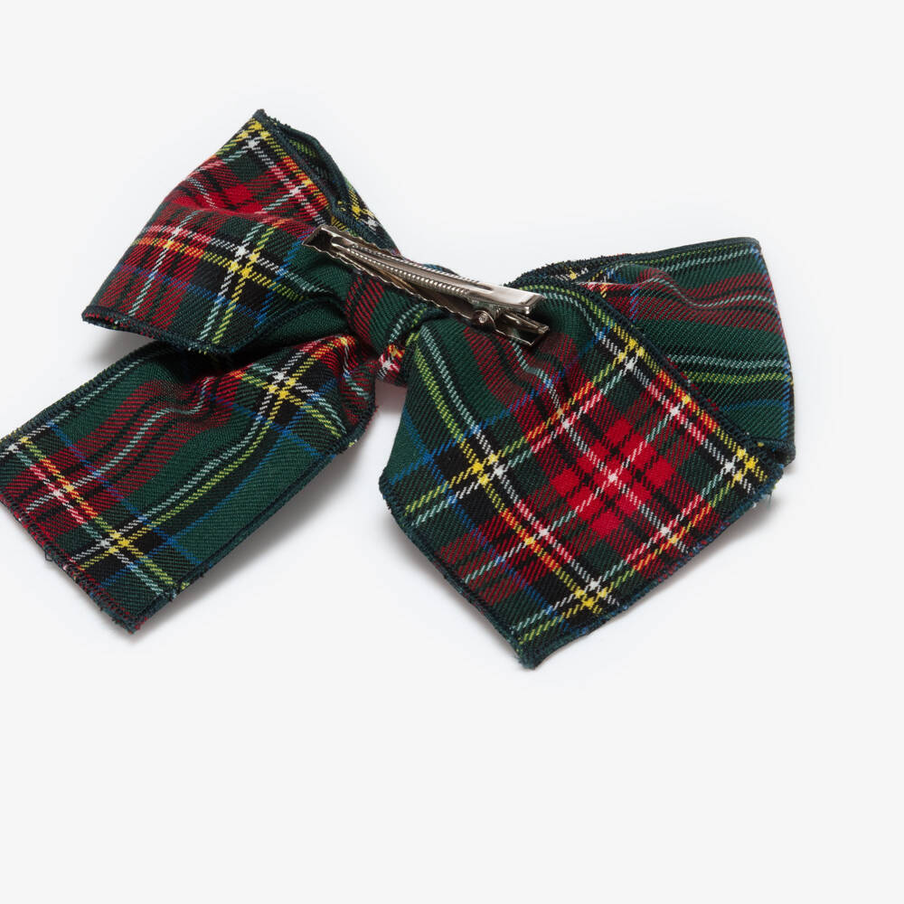 Phi Clothing-Green Tartan Bow Clip (15cm) | Childrensalon Outlet