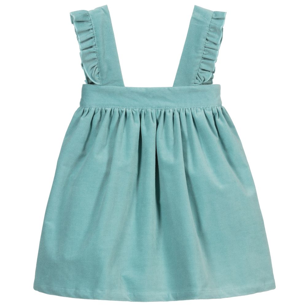 Phi Clothing - Robe chasuble verte en velours | Childrensalon