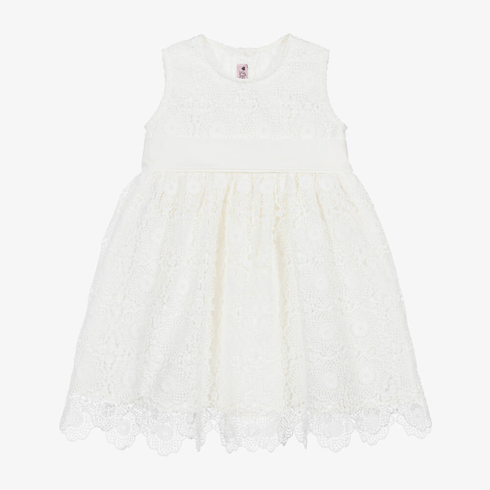 Phi Clothing-Ivory Cotton Lace Dress | Childrensalon Outlet