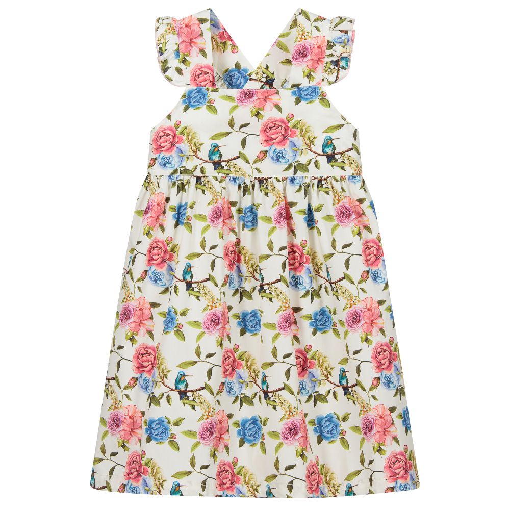 Phi Clothing - Ivory Floral Pinafore Dress | Childrensalon