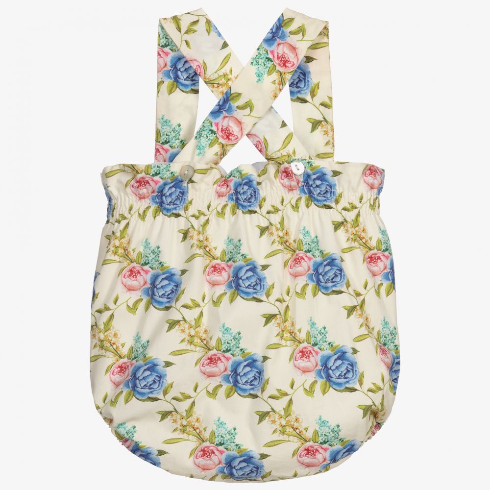 Phi Clothing-Кремовый песочник с цветами с помпоном | Childrensalon Outlet