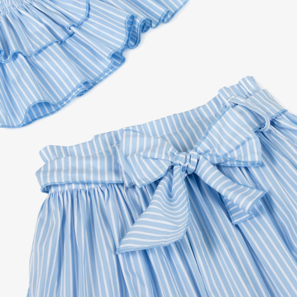 Phi Clothing-Little Ladies Blue Striped Ensemble | Childrensalon Outlet