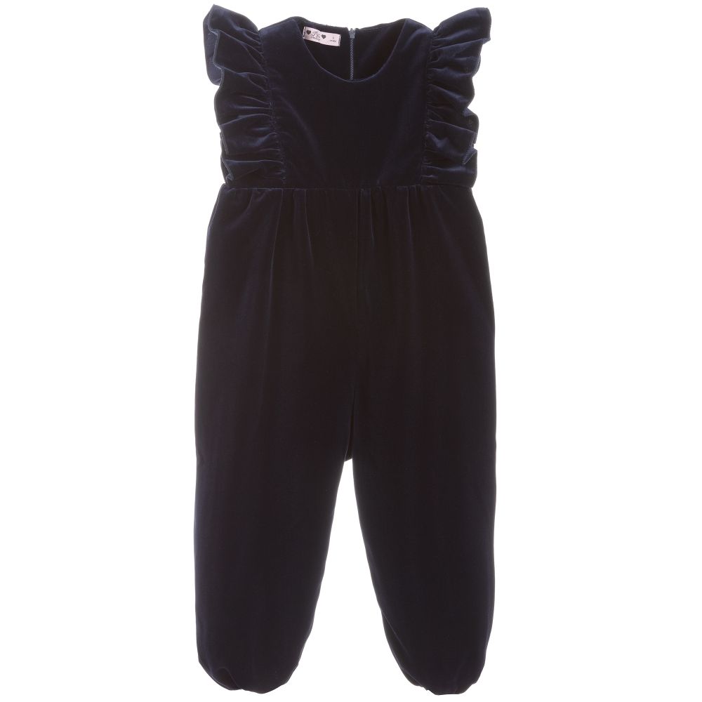 Phi Clothing - Navy Blue Velvet Jumpsuit | Childrensalon