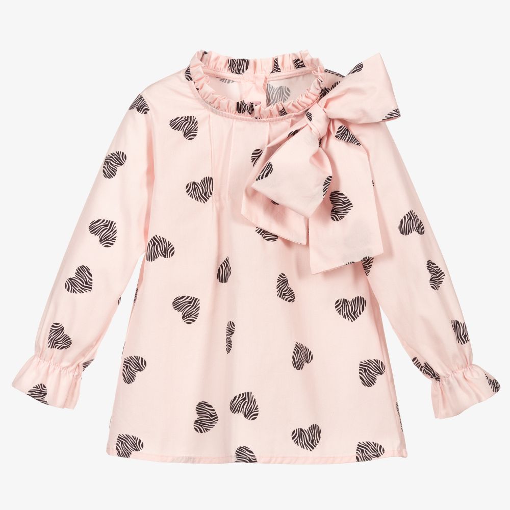 Phi Clothing - Розовая блузка с черными сердечками | Childrensalon