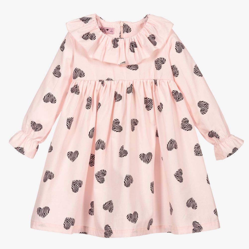 Phi Clothing - Robe rose et noire Cœurs | Childrensalon