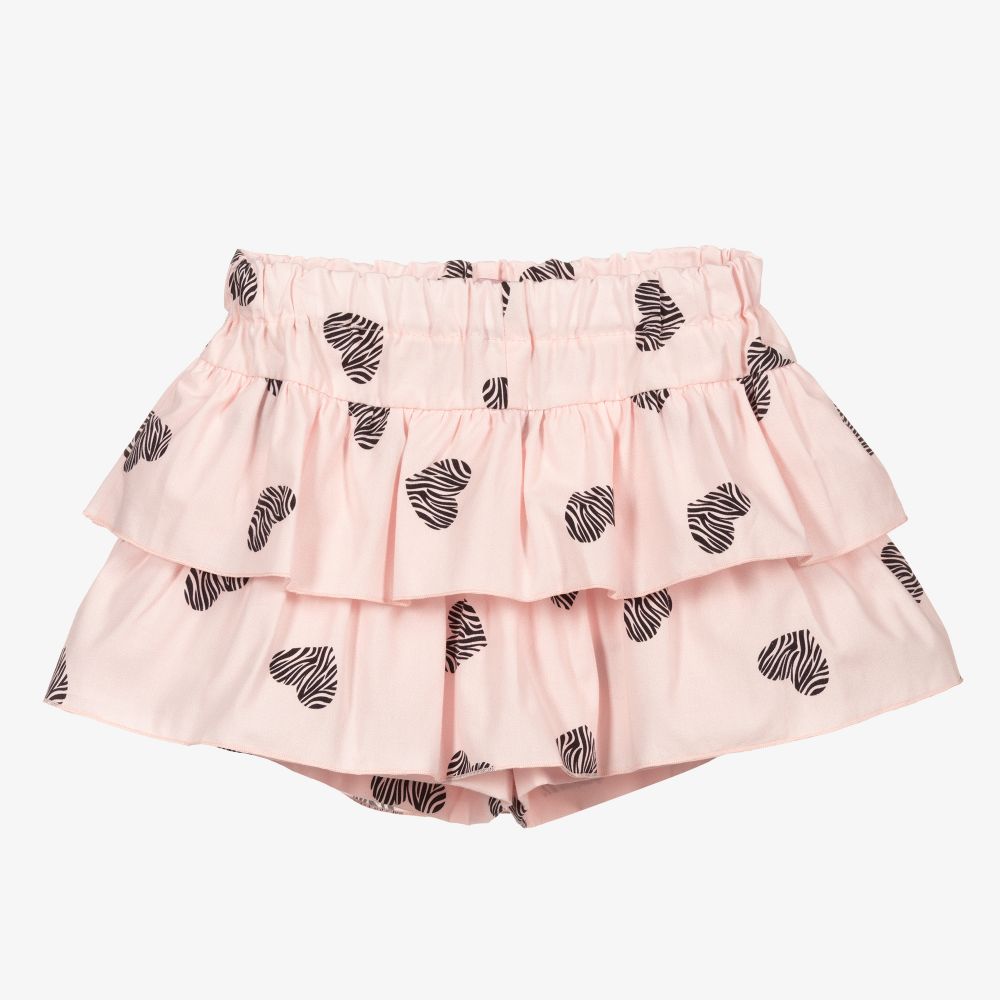 Phi Clothing - Jupe-short rose et noire Cœurs | Childrensalon