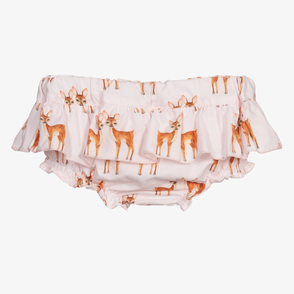 Phi Clothing - Розовые хлопковые шортики на подгузник с оленятами | Childrensalon