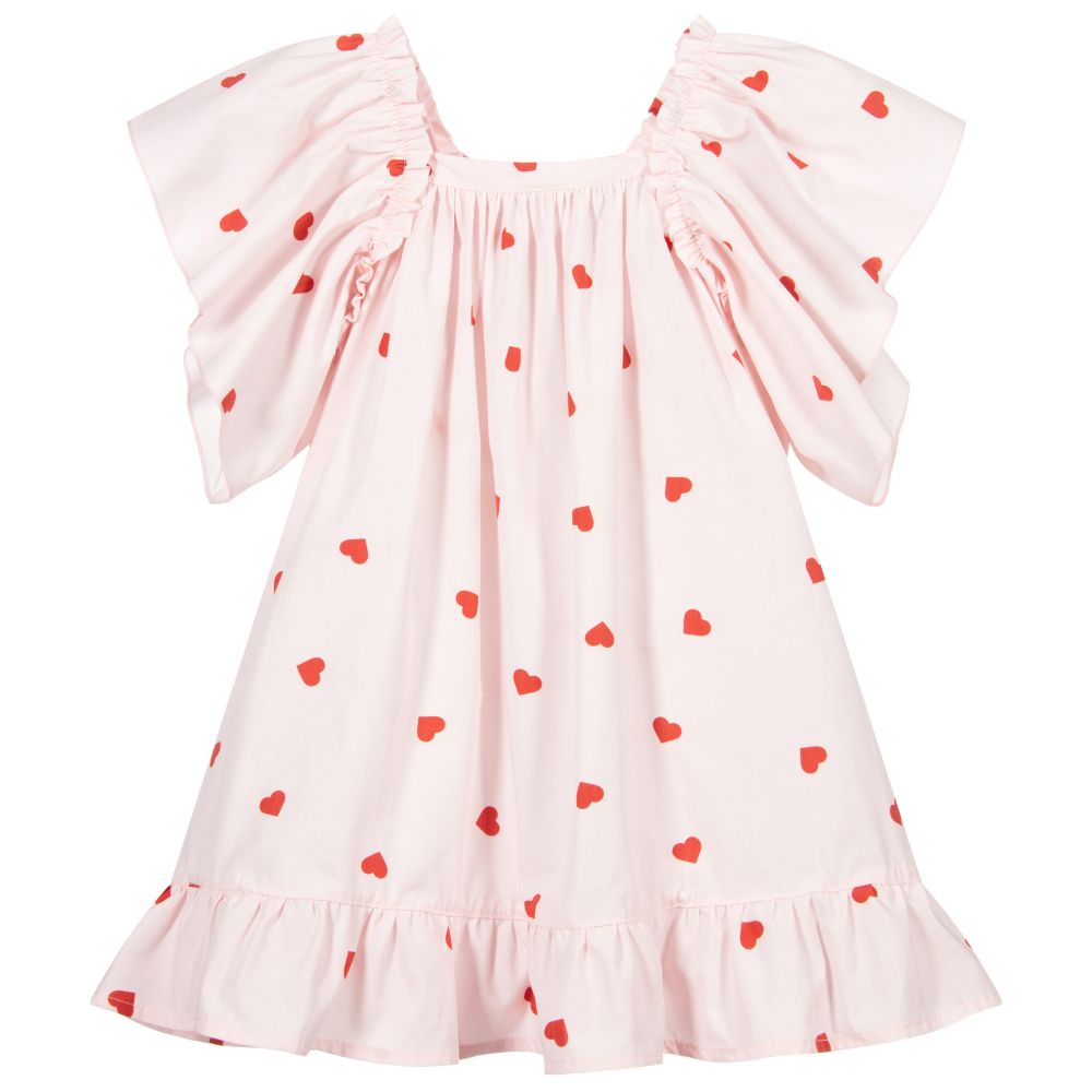 Phi Clothing - Robe rose en coton à cœurs | Childrensalon