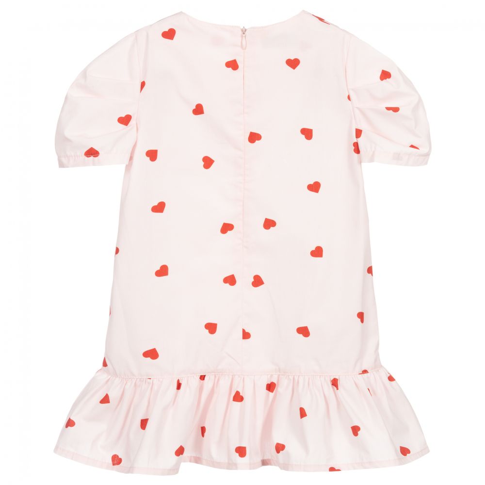 Phi Clothing-Pink Cotton Heart Print Dress | Childrensalon Outlet