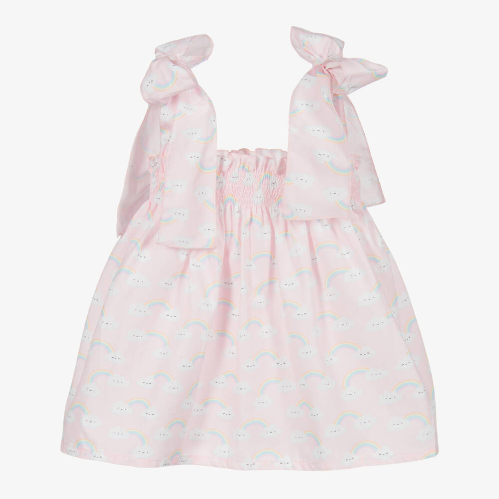 Phi Clothing-توب قطن بوبلين لون زهري بطبعة ملونة للبنات | Childrensalon Outlet