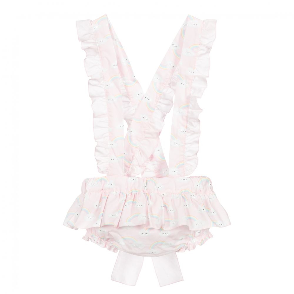 Phi Clothing - Short à bretelles rose en coton | Childrensalon