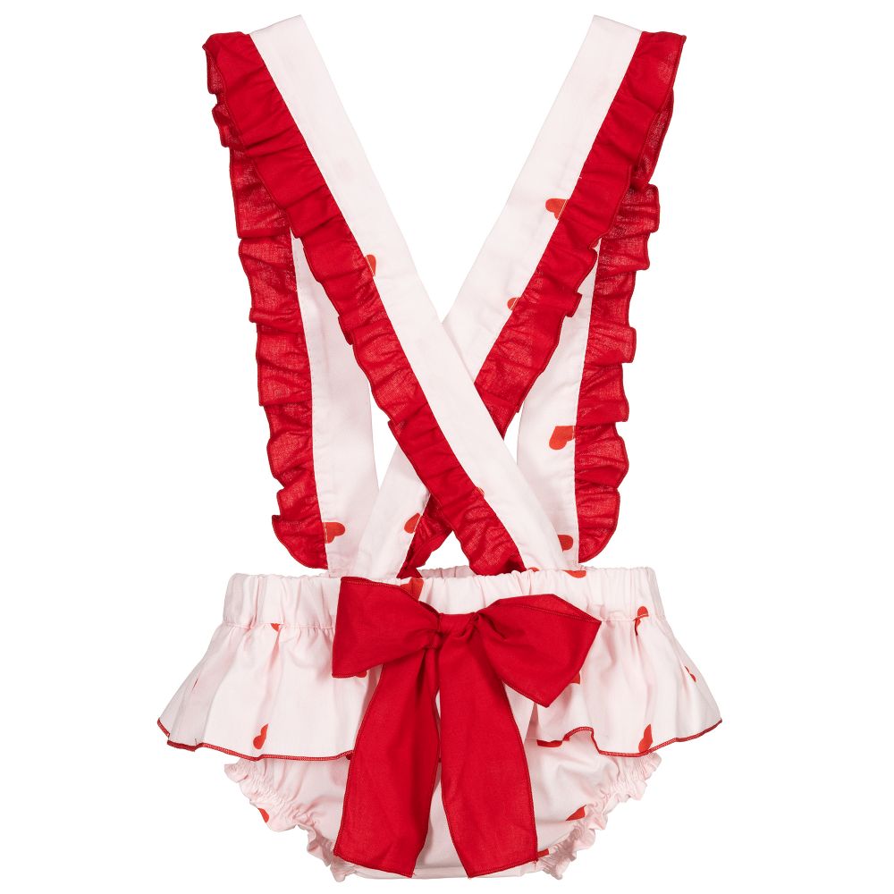 Phi Clothing-Pink Cotton Shorts With Braces | Childrensalon Outlet