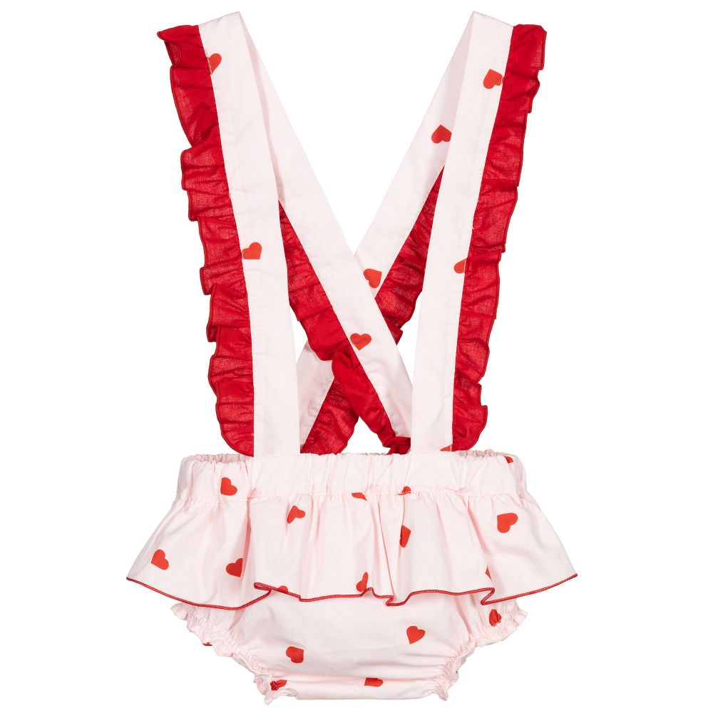 Phi Clothing - Short à bretelles rose en coton | Childrensalon
