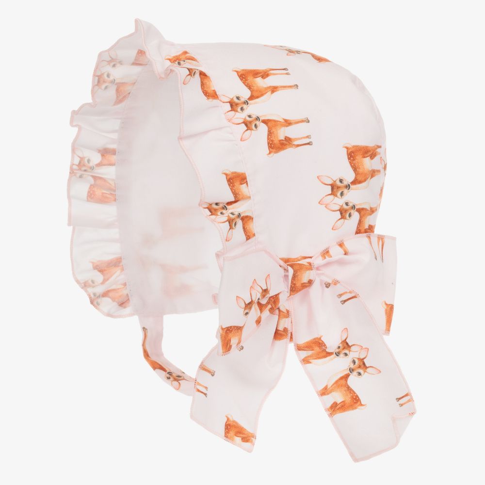 Phi Clothing-Pink Fawn Print Bonnet | Childrensalon Outlet