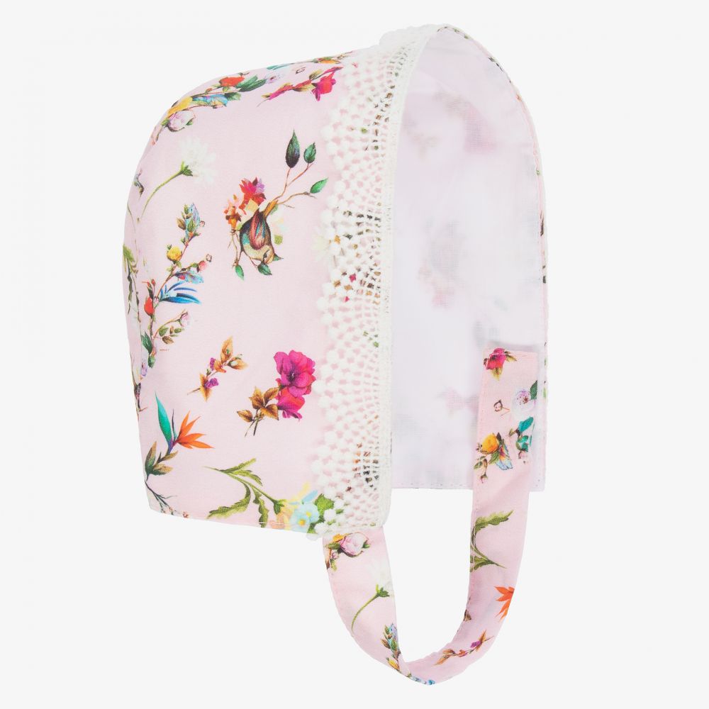 Phi Clothing - Pink Floral Cotton Bonnet | Childrensalon