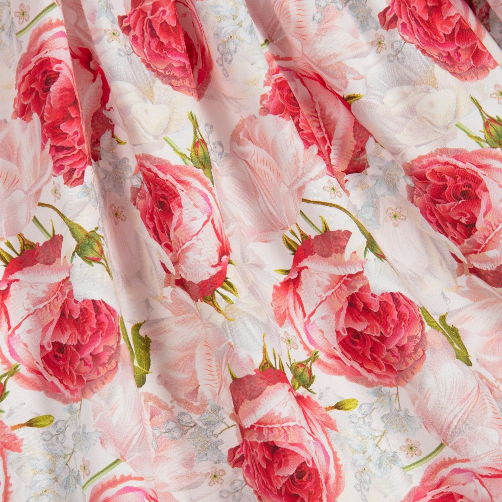 Phi Clothing-فستان قطن و دانتيل لون أبيض و زهري | Childrensalon Outlet