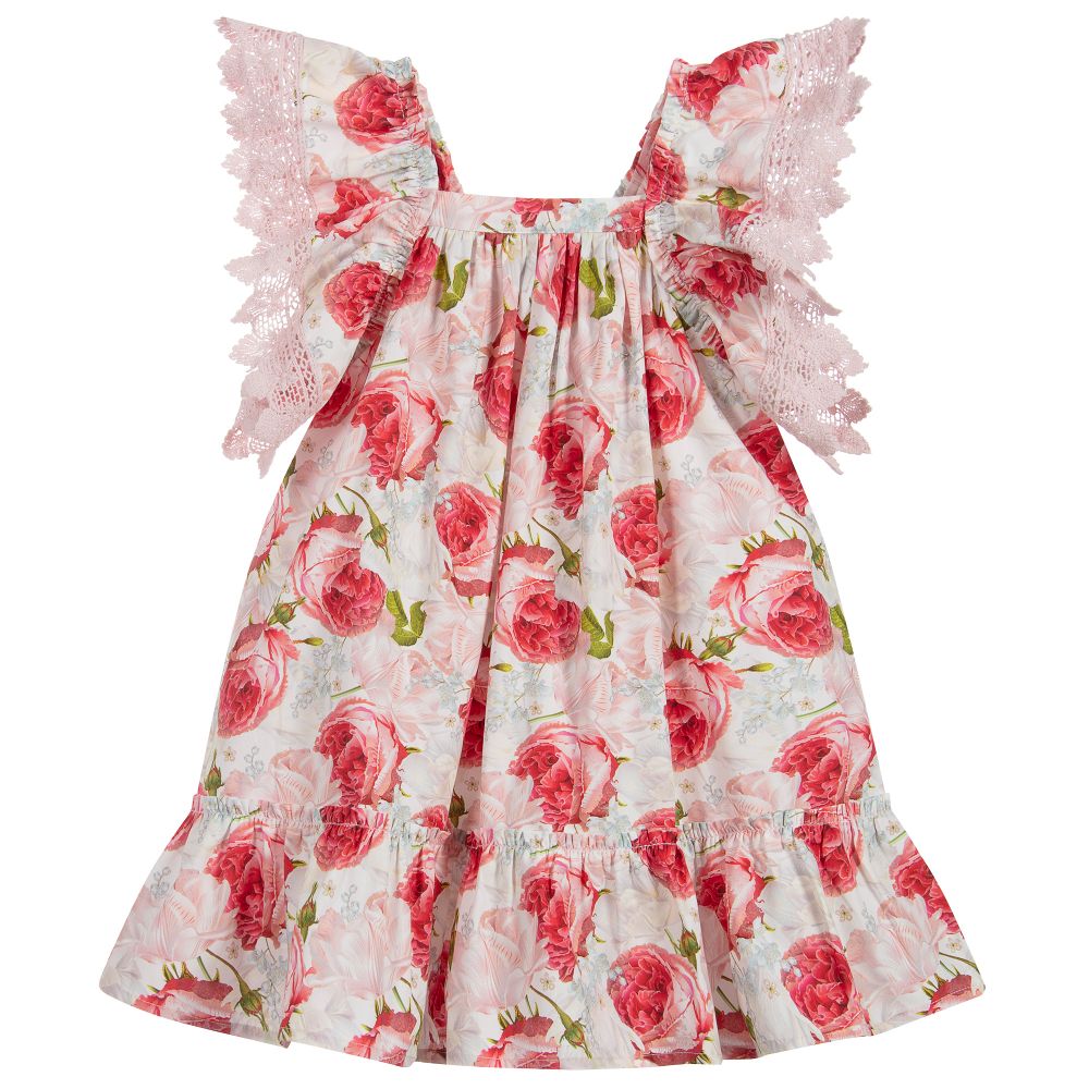 Phi Clothing-Pink Floral Cotton Dress | Childrensalon Outlet