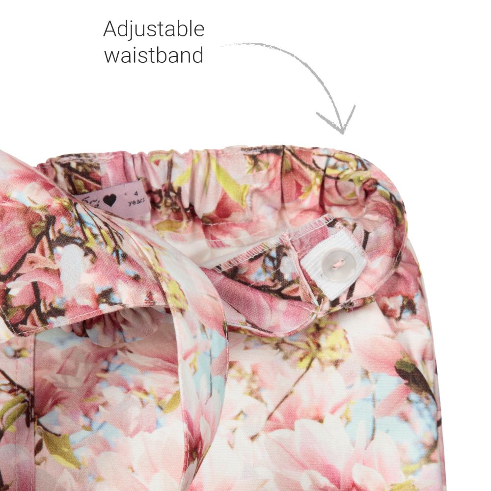 Phi Clothing-فستان بينافور قطن لون زهري بطبعة ورد للبنات | Childrensalon Outlet