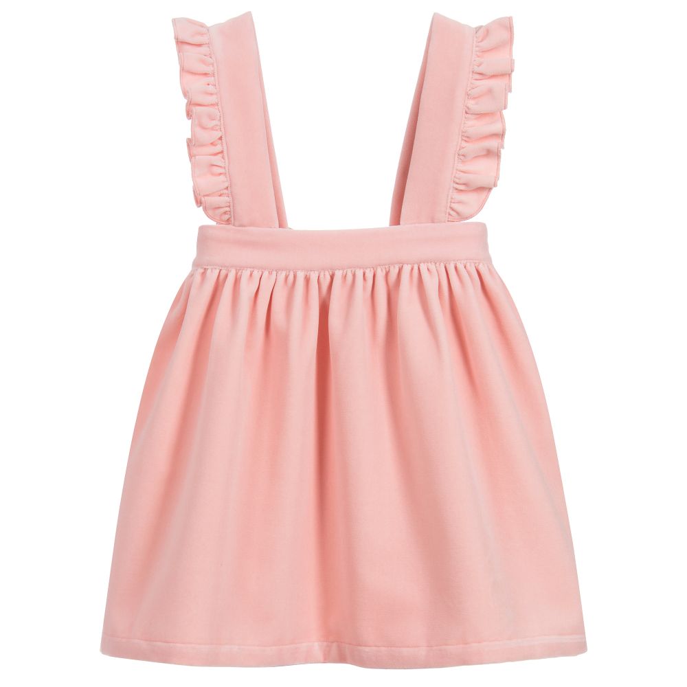 Phi Clothing - Pink Velvet Pinafore Dress | Childrensalon