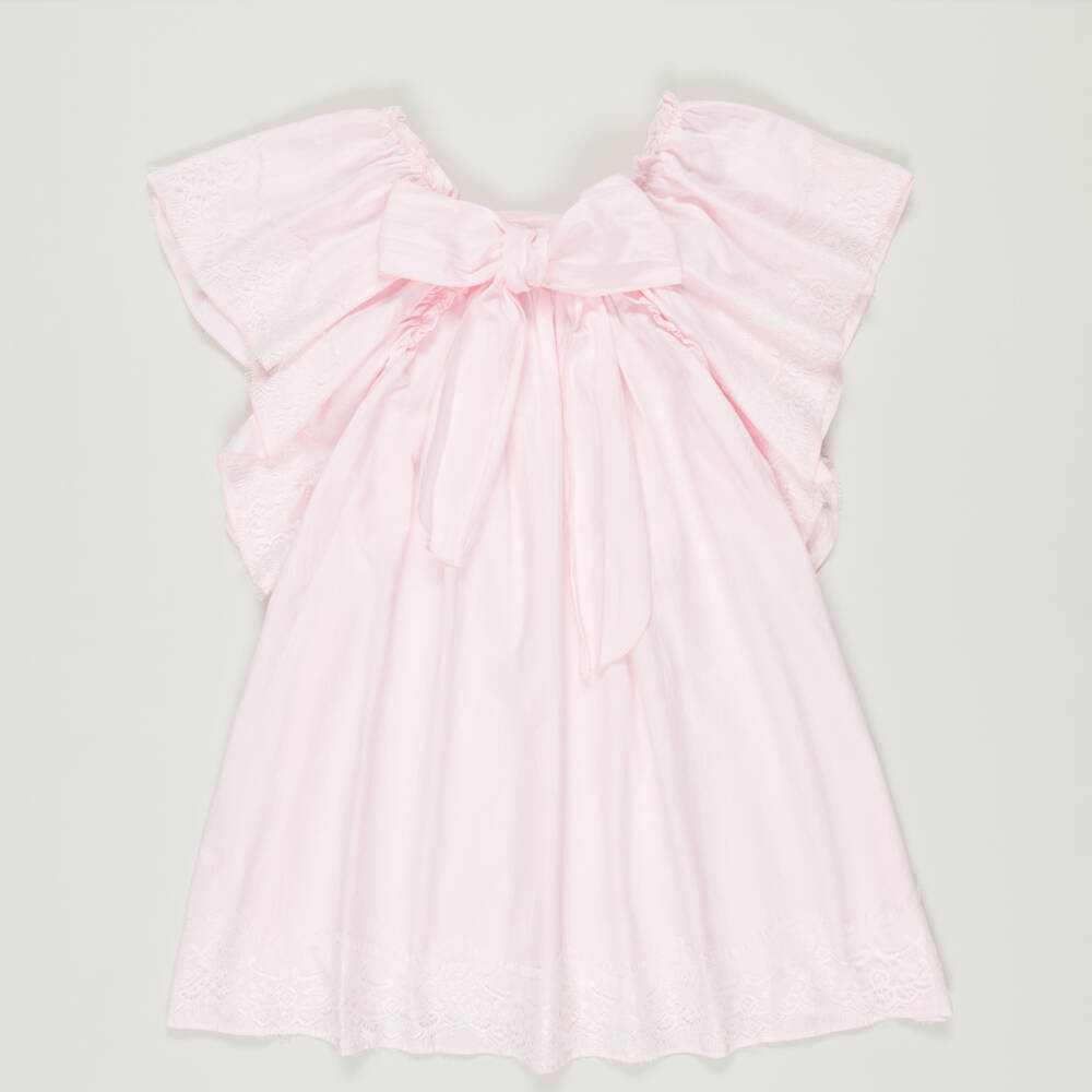 Phi Clothing-Preloved Girls Pink Cotton Flutter Lace Dress (9-10 years) | Childrensalon Outlet