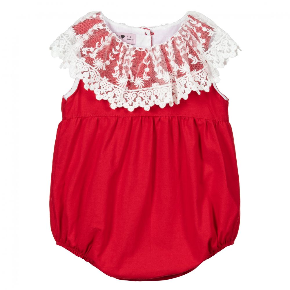 Phi Clothing - Red Cotton & Lace Shortie | Childrensalon
