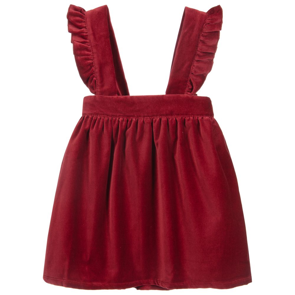 Phi Clothing - Robe chasuble rouge en velours | Childrensalon