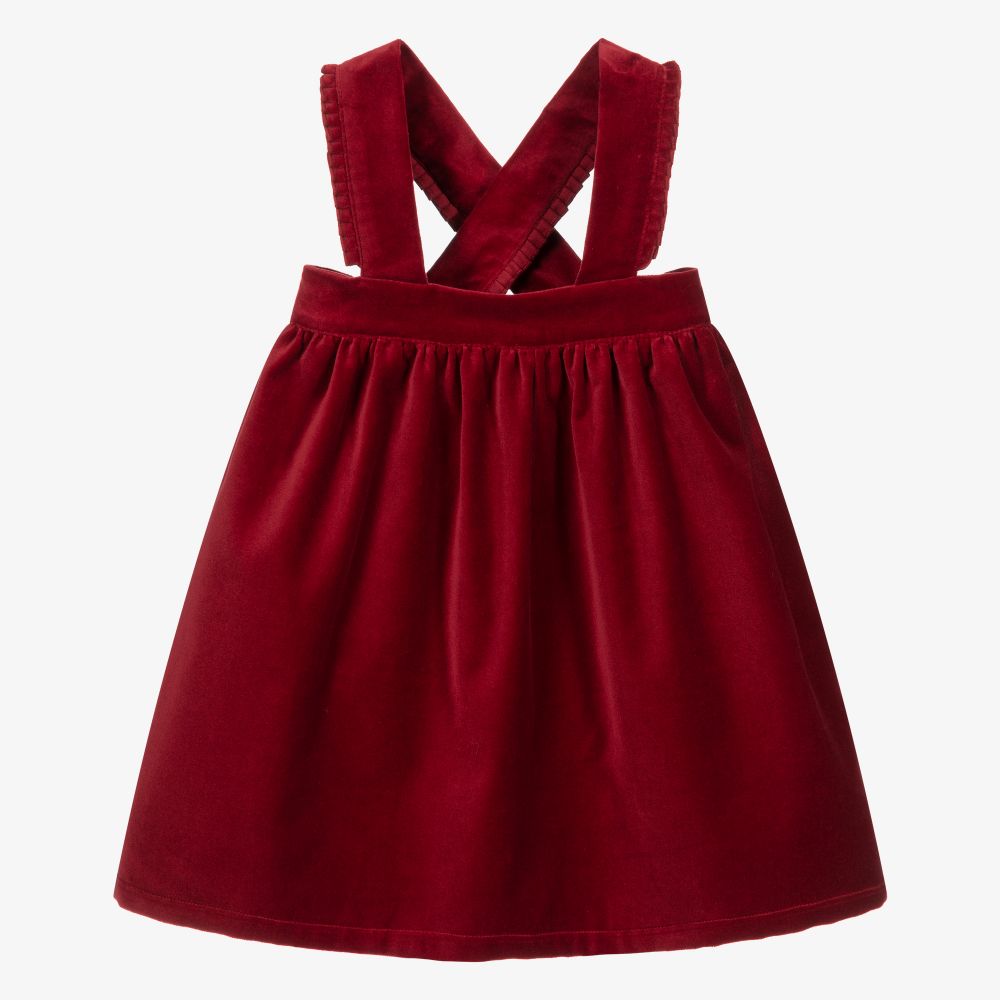 Phi Clothing - Robe chasuble rouge en velours | Childrensalon