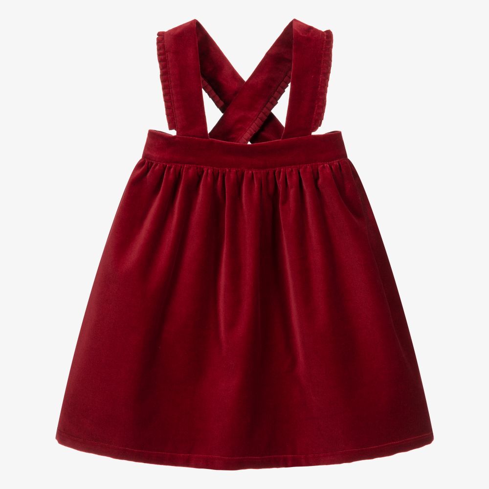 Red velvet shop pinafore dress