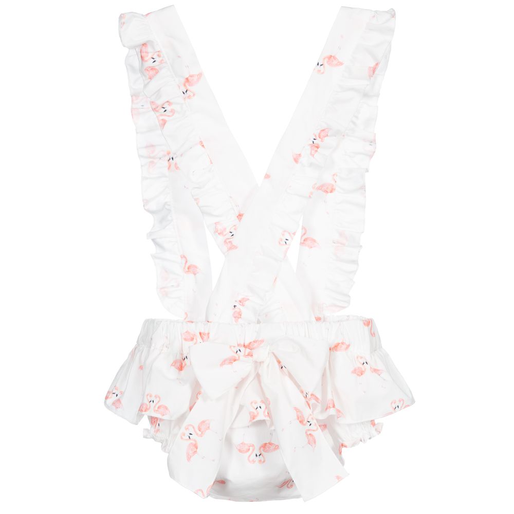 Phi Clothing-White & Pink Cotton Shorts  | Childrensalon Outlet