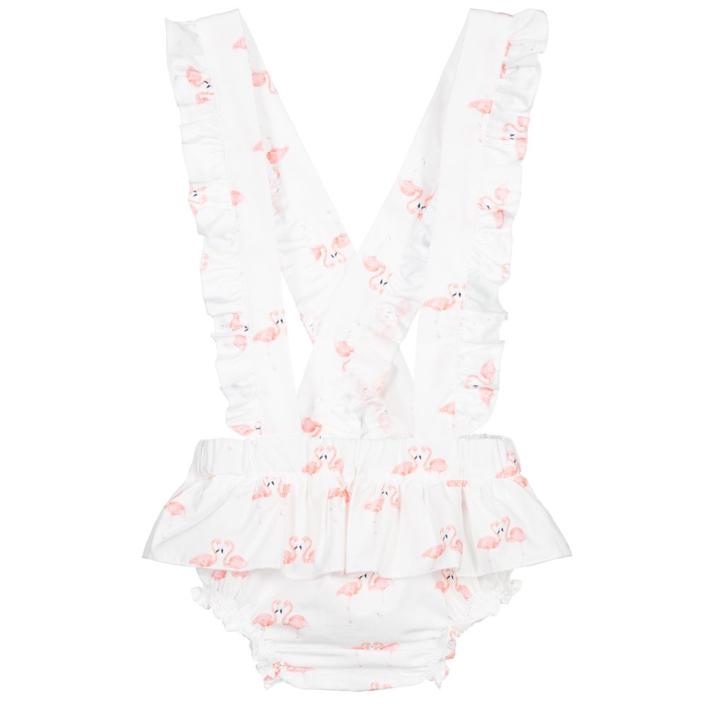 Phi Clothing - White & Pink Cotton Shorts  | Childrensalon