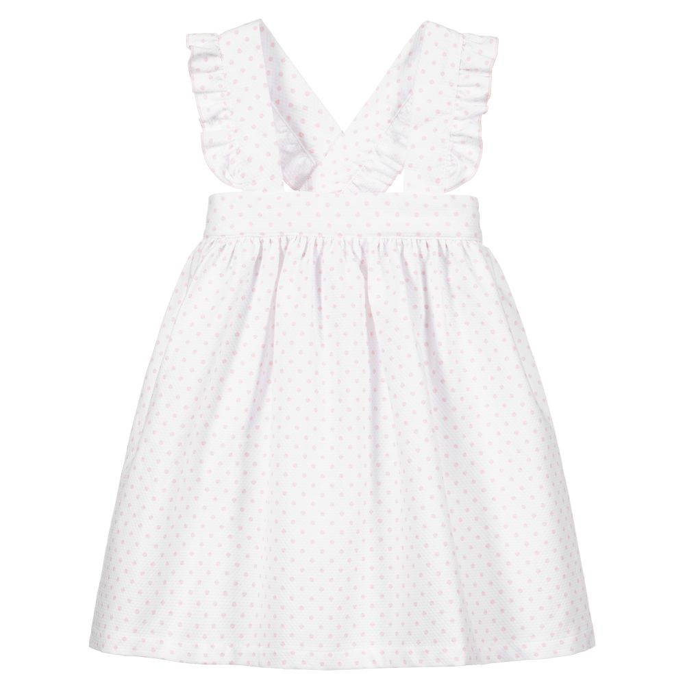 Phi Clothing - White & Pink Pinafore Dress | Childrensalon