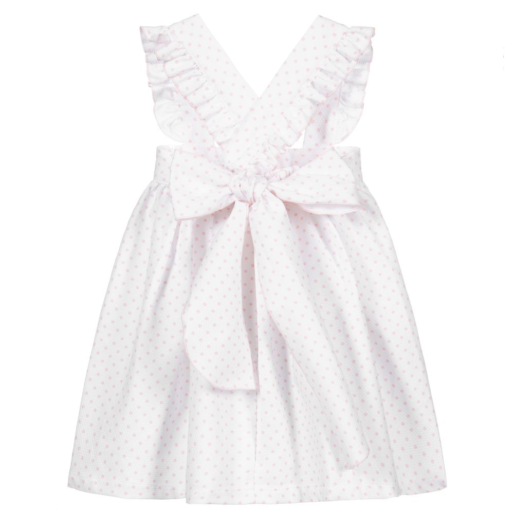 Phi Clothing-White & Pink Pinafore Dress | Childrensalon Outlet