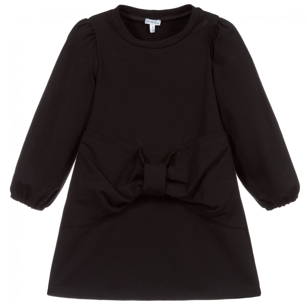 Piccola Ludo - Black Cotton Jersey Dress | Childrensalon