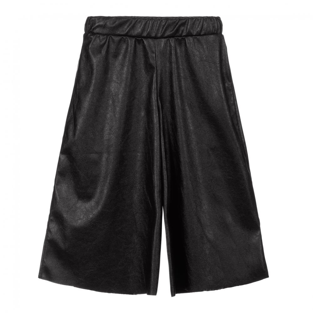 Piccola Ludo - Black Faux Leather Culottes | Childrensalon