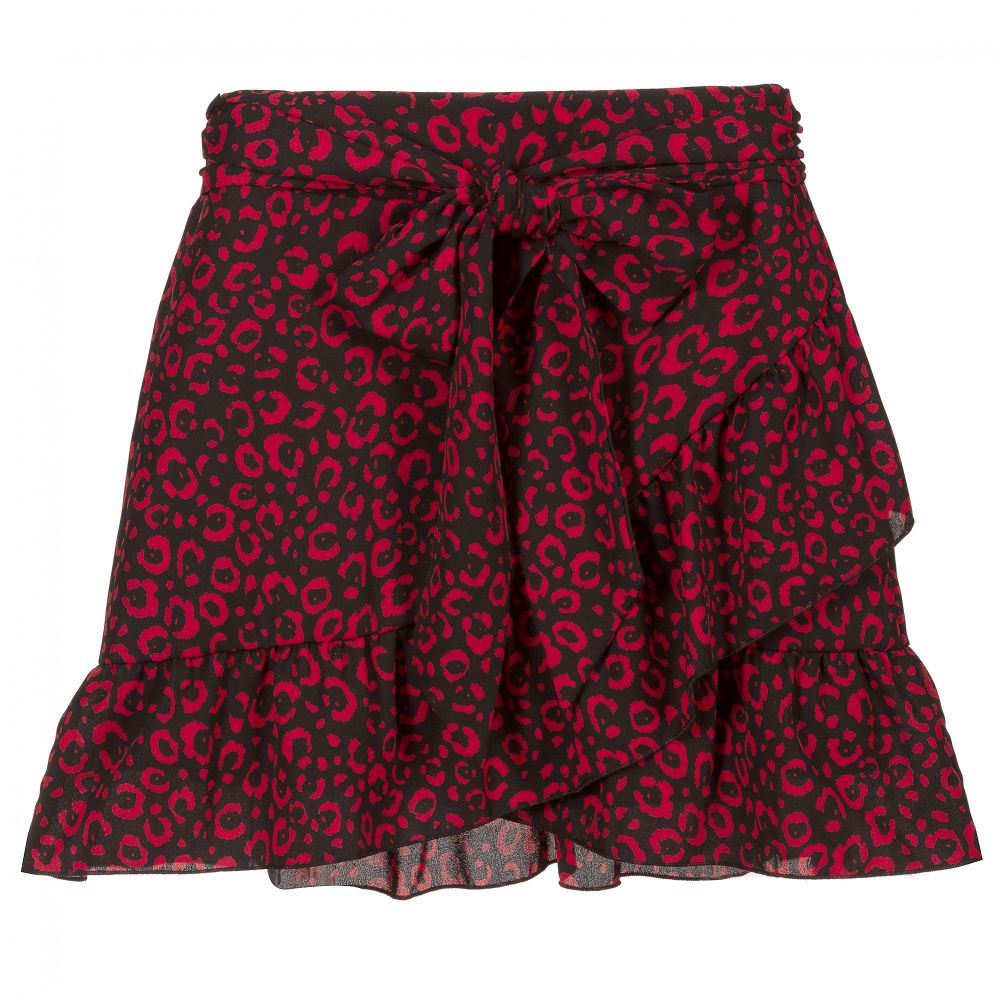 Piccola Ludo - Black & Red Leopard Skirt | Childrensalon
