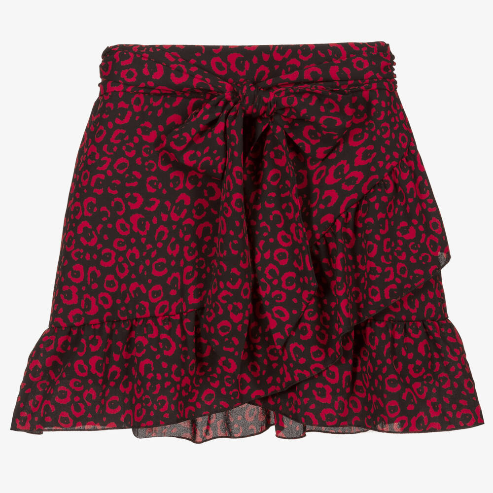 Piccola Ludo-Black & Red Leopard Skirt | Childrensalon Outlet