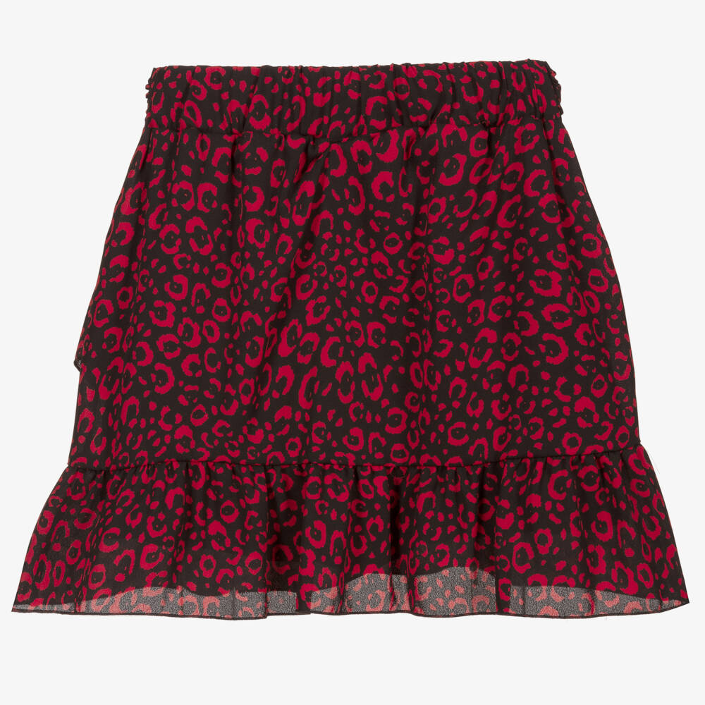 Piccola Ludo-Black & Red Leopard Skirt | Childrensalon Outlet