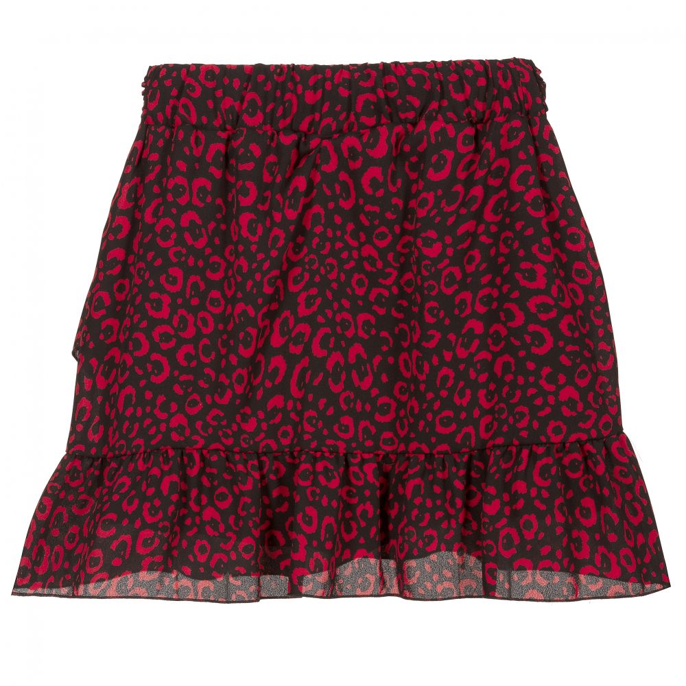 Red and black leopard print mini skirt hot sale