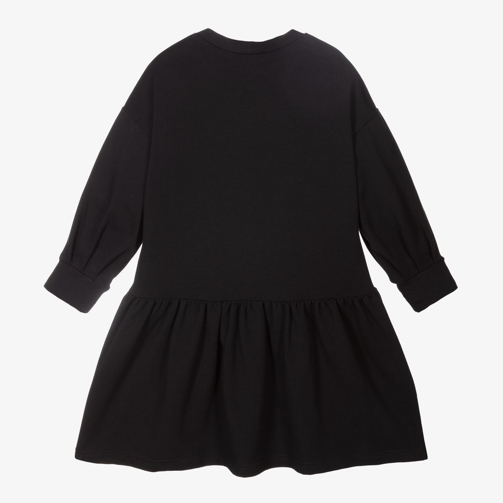 بيكولا لودو-فستان سويتشيرت قطن جيرسي لون أسود | Childrensalon Outlet