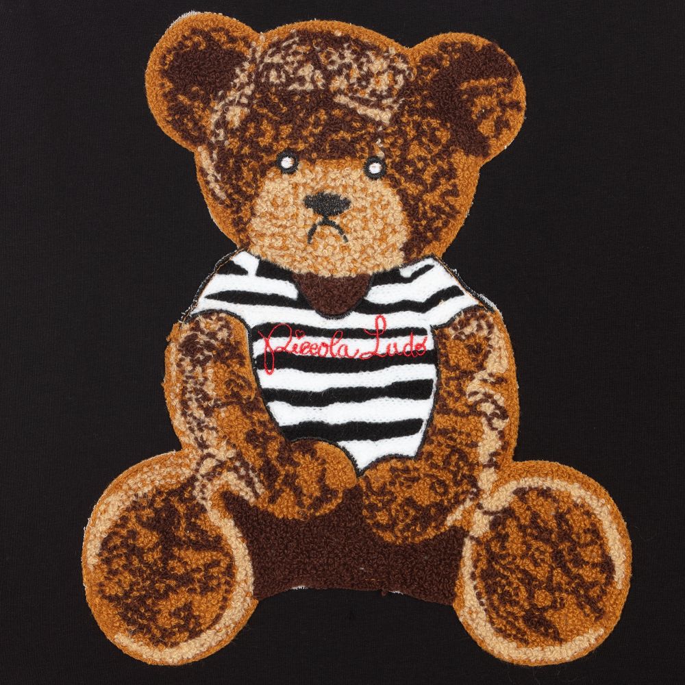 بيكولا لودو-فستان سويتشيرت قطن جيرسي لون أسود | Childrensalon Outlet